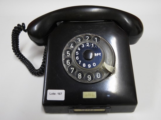 Lote: 167 - Lote: 167 - Teléfono negro de ANTEL antiguo con telediscado