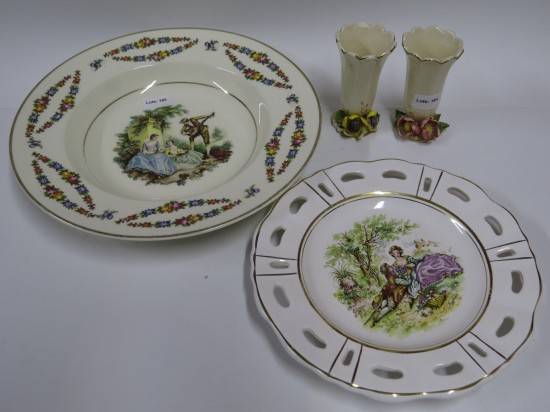 Lote: 184 - Lote: 184 - 1 plato sellado inglés (Damas y Guitarrero) + 1 plato de loza