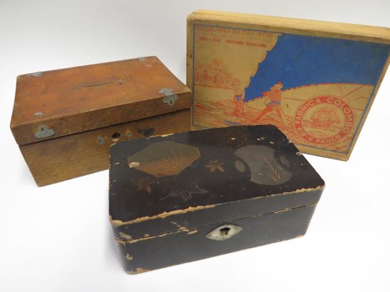 Lote: 8 - Lote: 8 - 3 cajas antiguas de madera