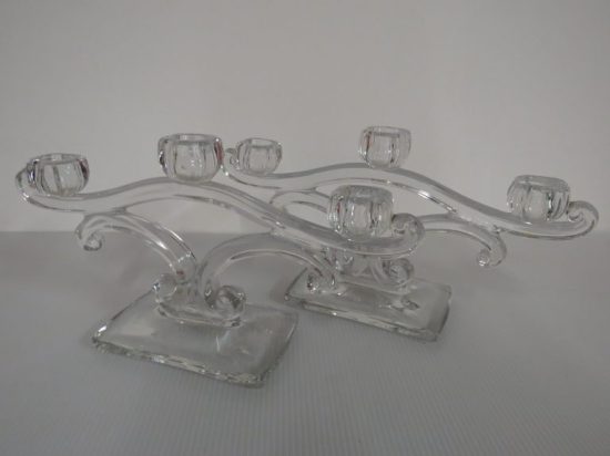 Lote: 9 - Lote: 9 - Par de candelabros de vidrio