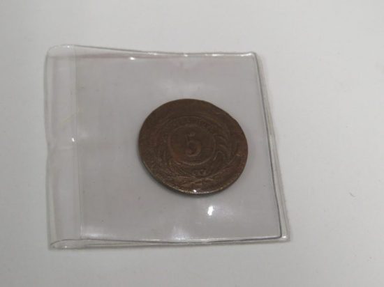 Lote: 107 - Lote: 107 - Moneda de 5 centésimos antigua
