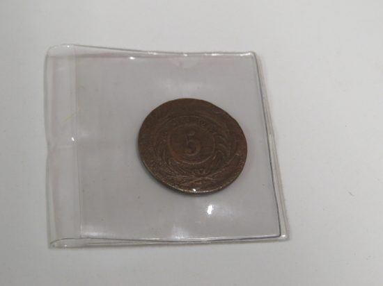 Lote: 55 - Lote: 55 - Moneda de 5 centésimos antigua
