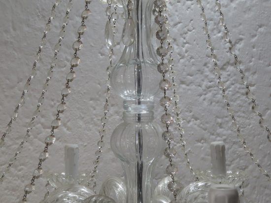Lote: 85 - Lote: 85 - Araña de 8 brazos con plaquetas de cristal