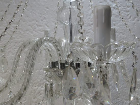 Lote: 85 - Lote: 85 - Araña de 8 brazos con plaquetas de cristal